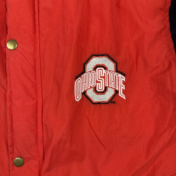 Vintage Champion Ohio State Buckeyes Men’s Large Red White Puffer Jacket 90s - Picture 2 of 10
